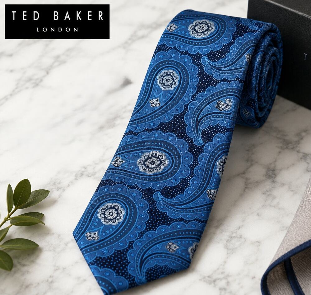 Ted Baker Blue Paisley Silk Tie Men's Luxury Jacquard Necktie New